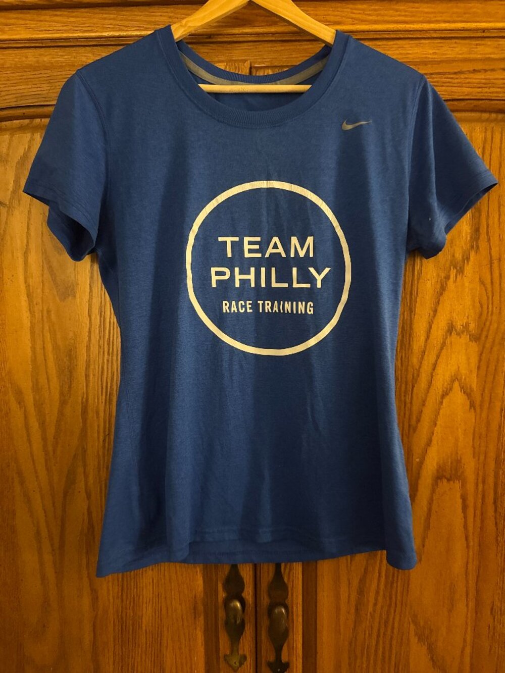 Nike DriFit Women’s Blue TEAM PHILLY Race Training Short Sleeve Tee